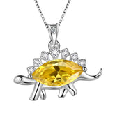 Stegosaurus Dinosaur Necklace November Citrine Birthstone - Necklaces - Aurora Tears
